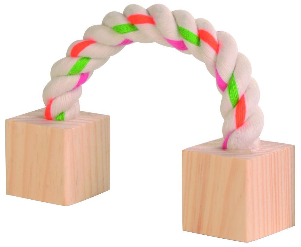 Trixie Playing rope with wood for small animals, 20 cm.