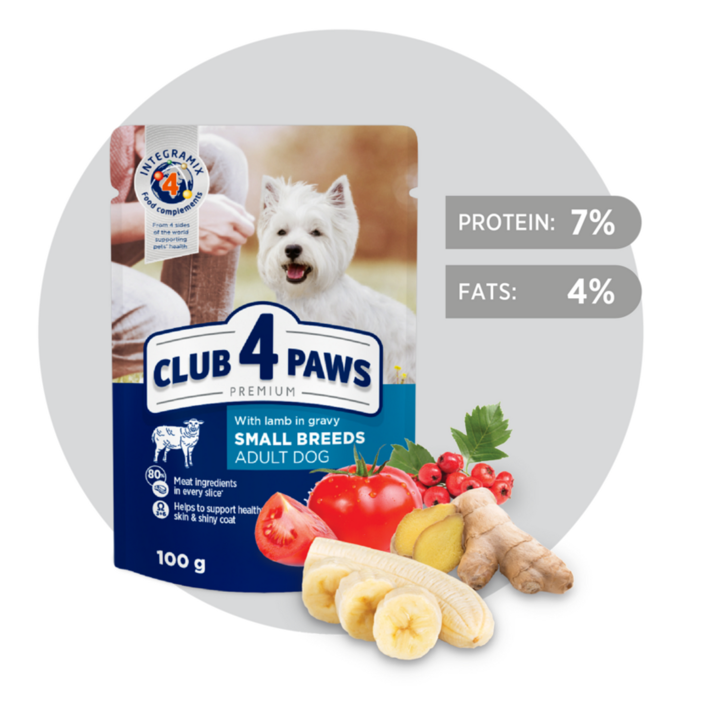 CLUB 4 PAWS Premium for Adult Small Dogs, with Lamb in Gravy – 6 g
