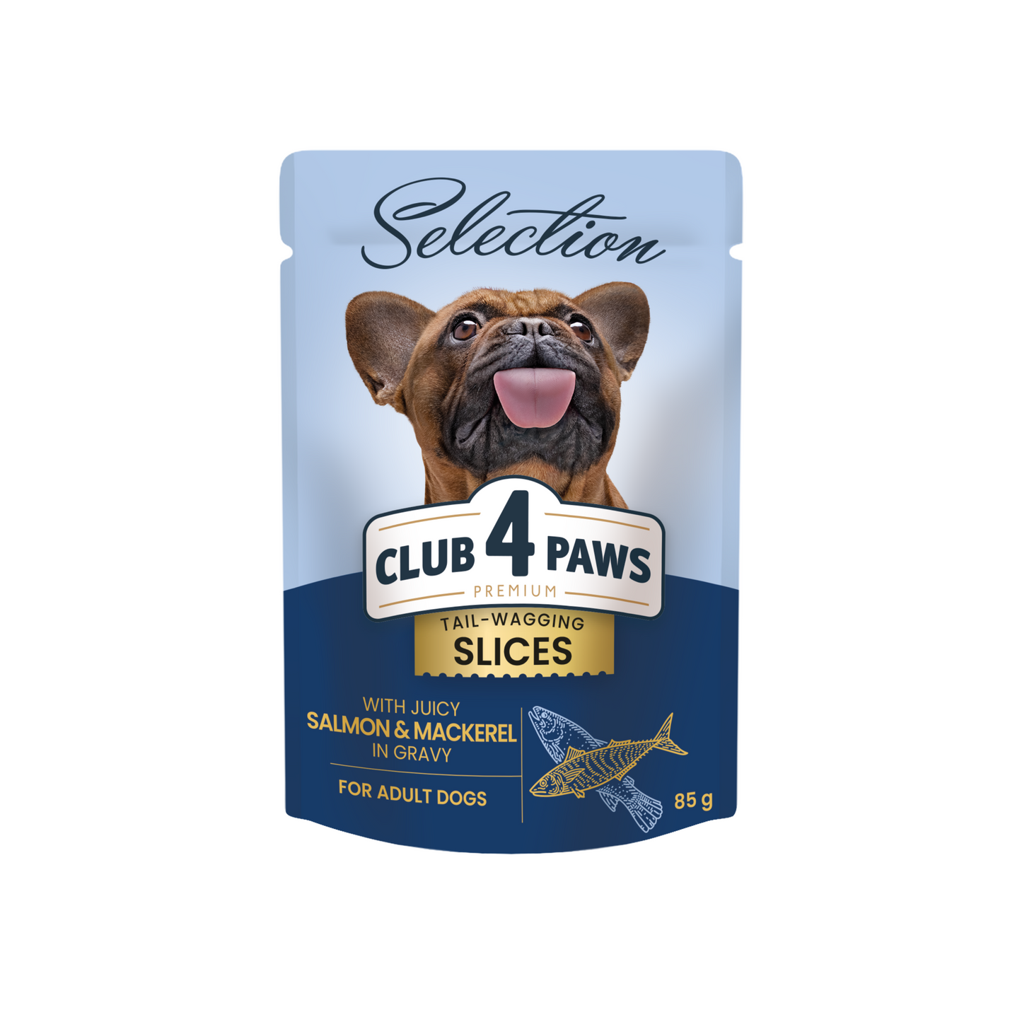 CLUB 4 PAWS Premium Plus "Slices with Salmon and Mackerel in Gravy" – 1 kg