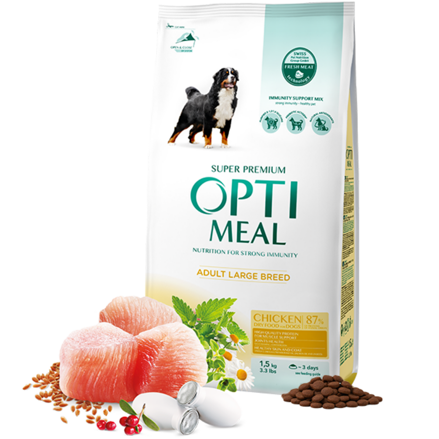 OPTIMEAL Dry dog food for Large Breeds with Chicken – 100 g