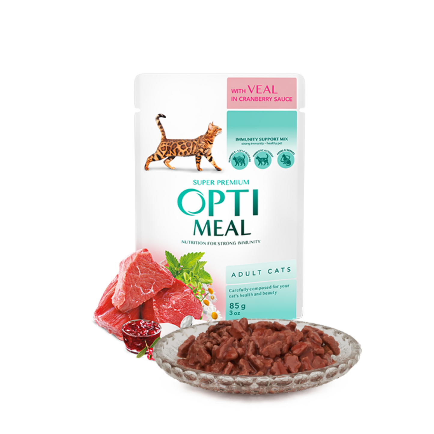OPTIMEAL Pouches with Veal in Cranberry Sauce – 7 g