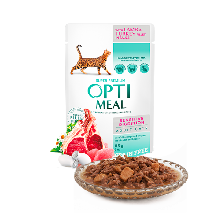 Optimeal Sensitive Digestion With Lamb And Turkey Fillet In Sauce Pouch – 23 g