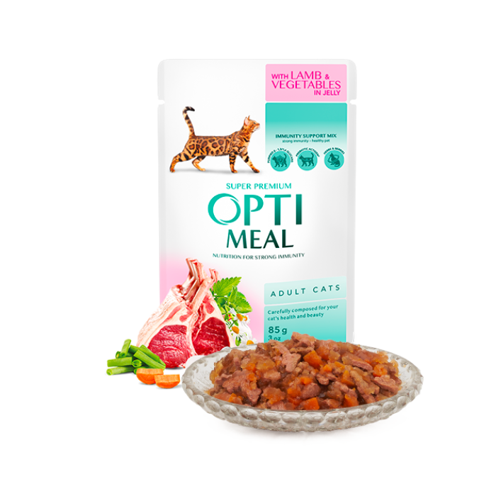 Optimeal Adult Cats With Lamb And Veggies In Jelly Pouch – 7 g