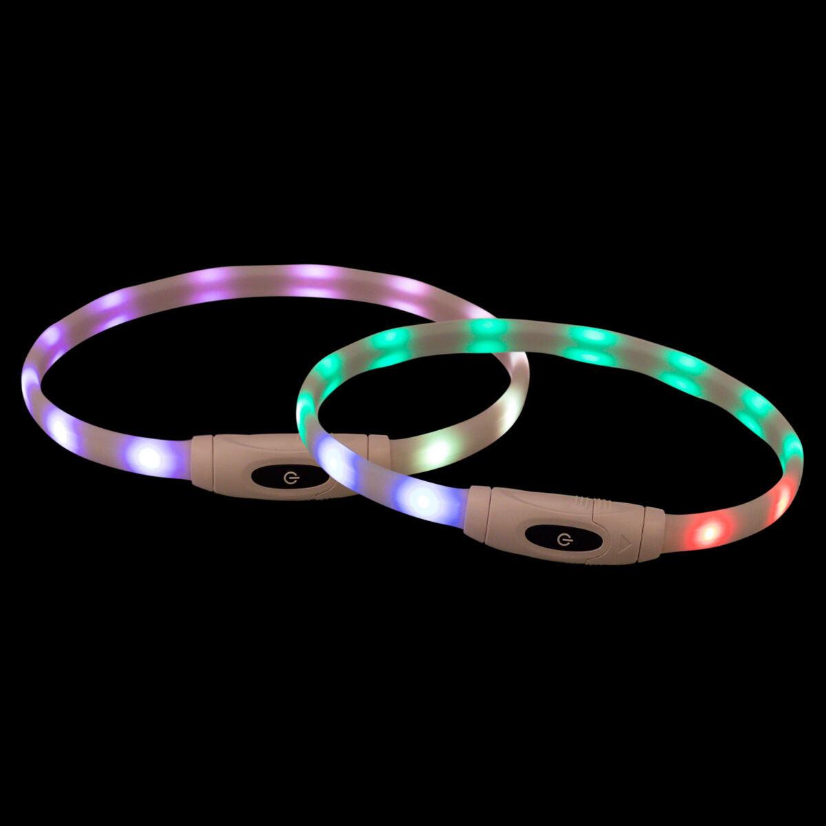 Trixie Flash light ring USB, silicone, XS-XL: 65 cm/16 mm, multi-colour.