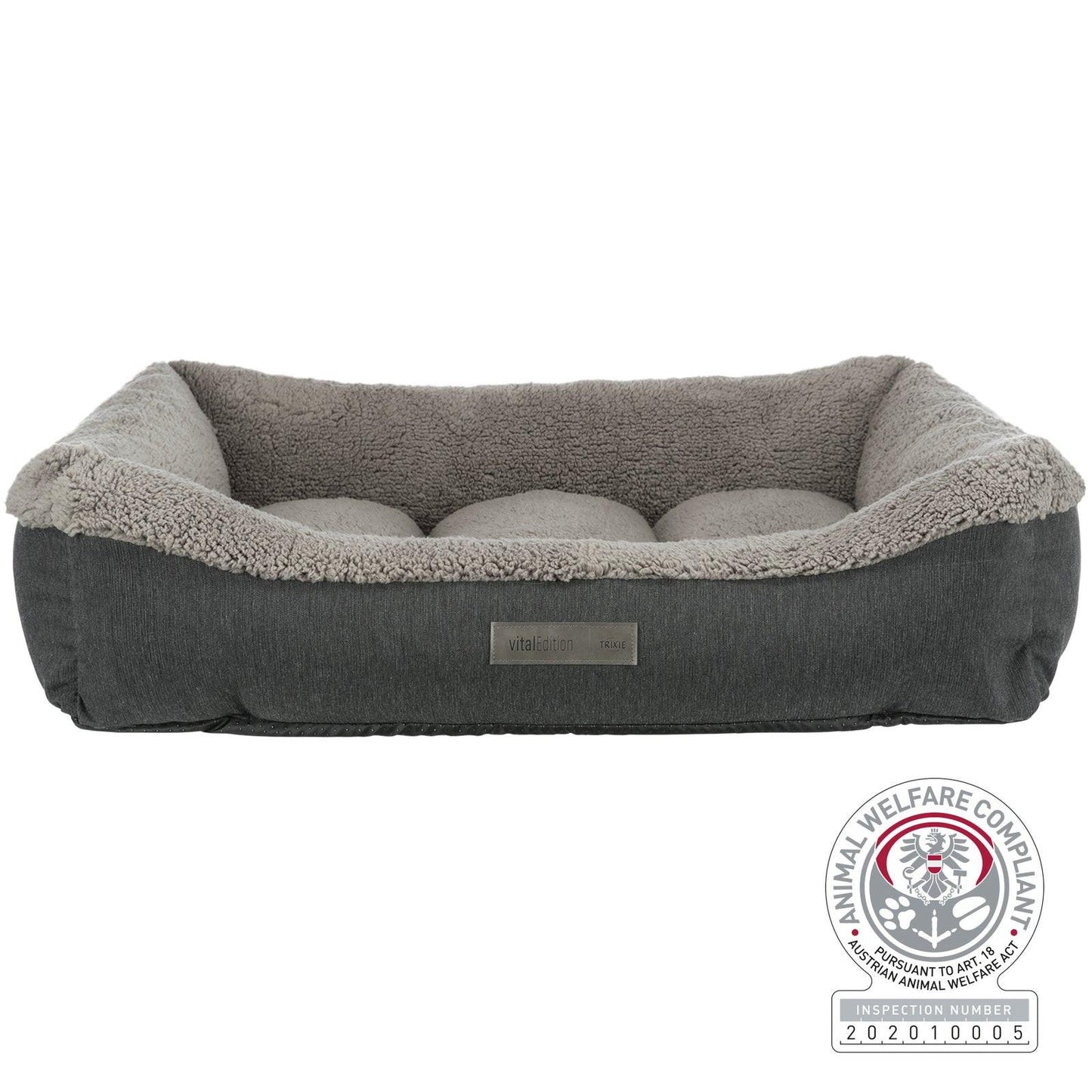 Trixie Bendson vital bed, square, 90 x 60 cm, dark grey/light grey.