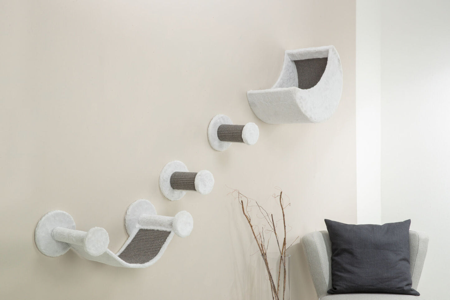 Trixie Wall set, plush, 4 parts, white/grey