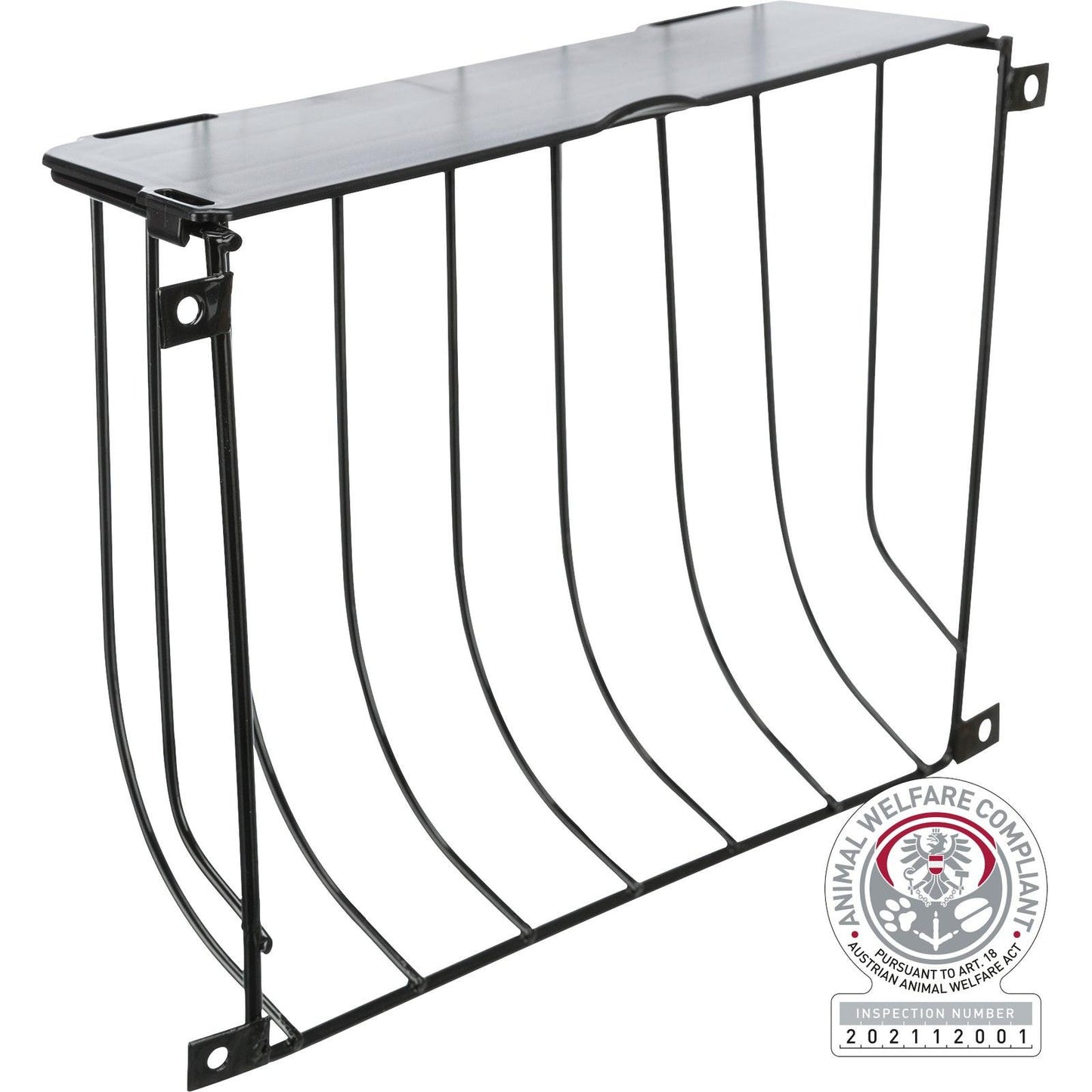 Trixie Hay manger for screw fixing, with lid, metal, 22 x16 x6 cm, black.