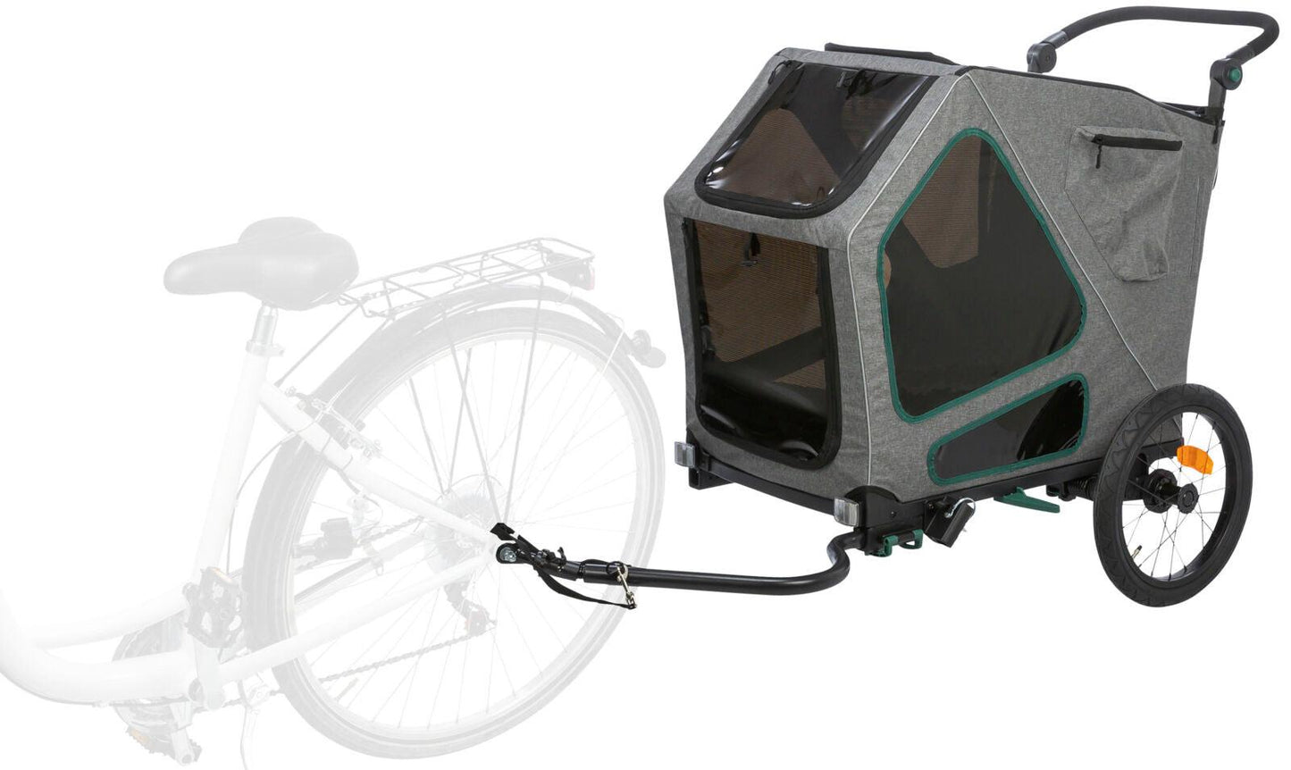 Trixie Bicycle trailer, M: 71 x 95 x 85/138 cm, grey/sage.