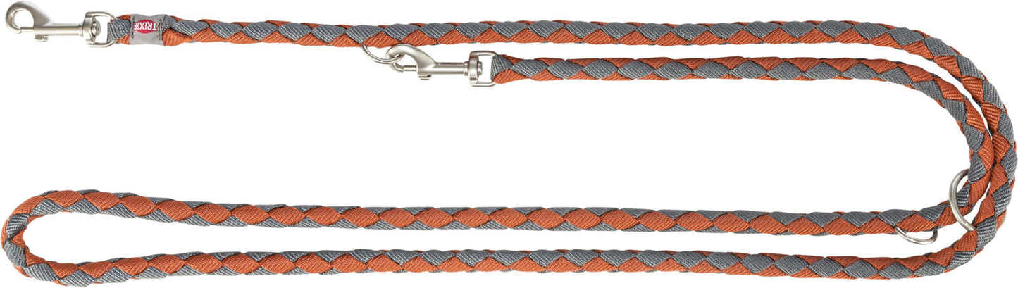 Trixie Cavo adjustable lead, L–XL: 2.00 m/diam 18 mm, rust/graphite