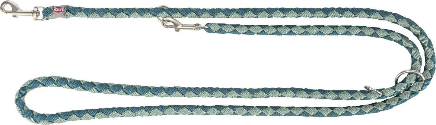 Trixie Cavo adjustable lead, L-XL: 2.00 m/diam 18 mm, petrol/sage.
