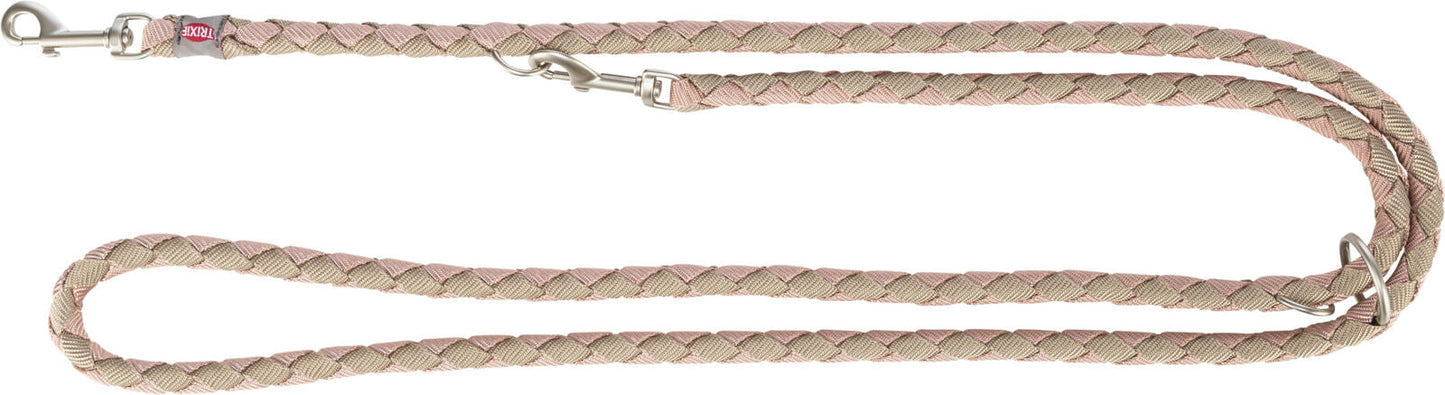 Trixie Cavo adjustable lead, S–M: 2.00 m/diam 12 mm, blush/sand