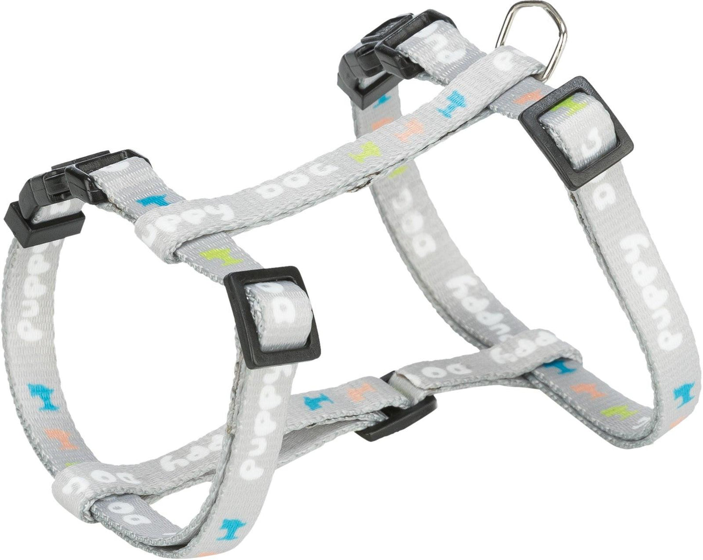 Trixie Junior puppy harness with leash, M-L: 27-45 cm/10 mm, 2.00 m, light grey.