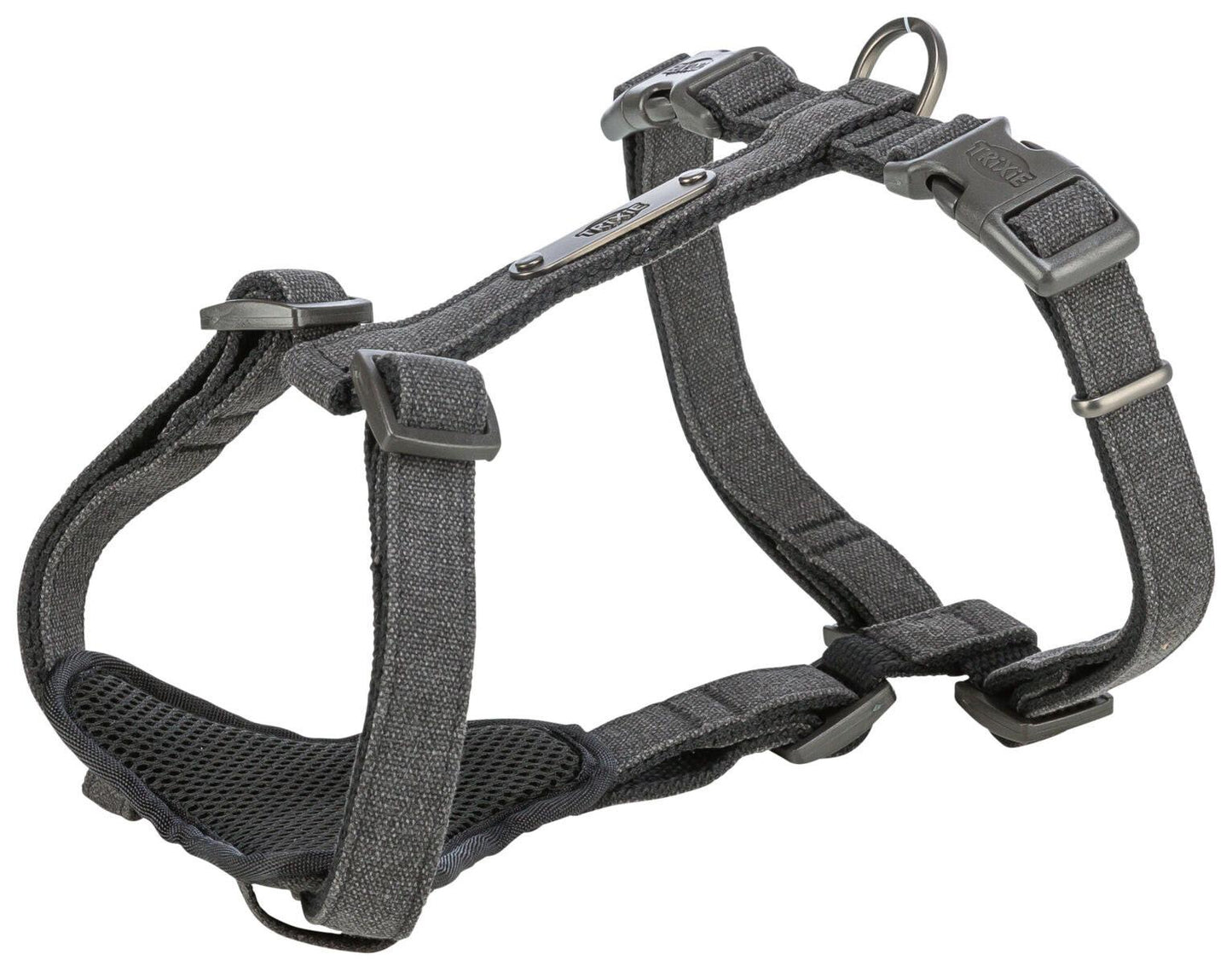Trixie CityStyle H-harness, cotton, XS-S: 30-44 cm/10 mm, black.