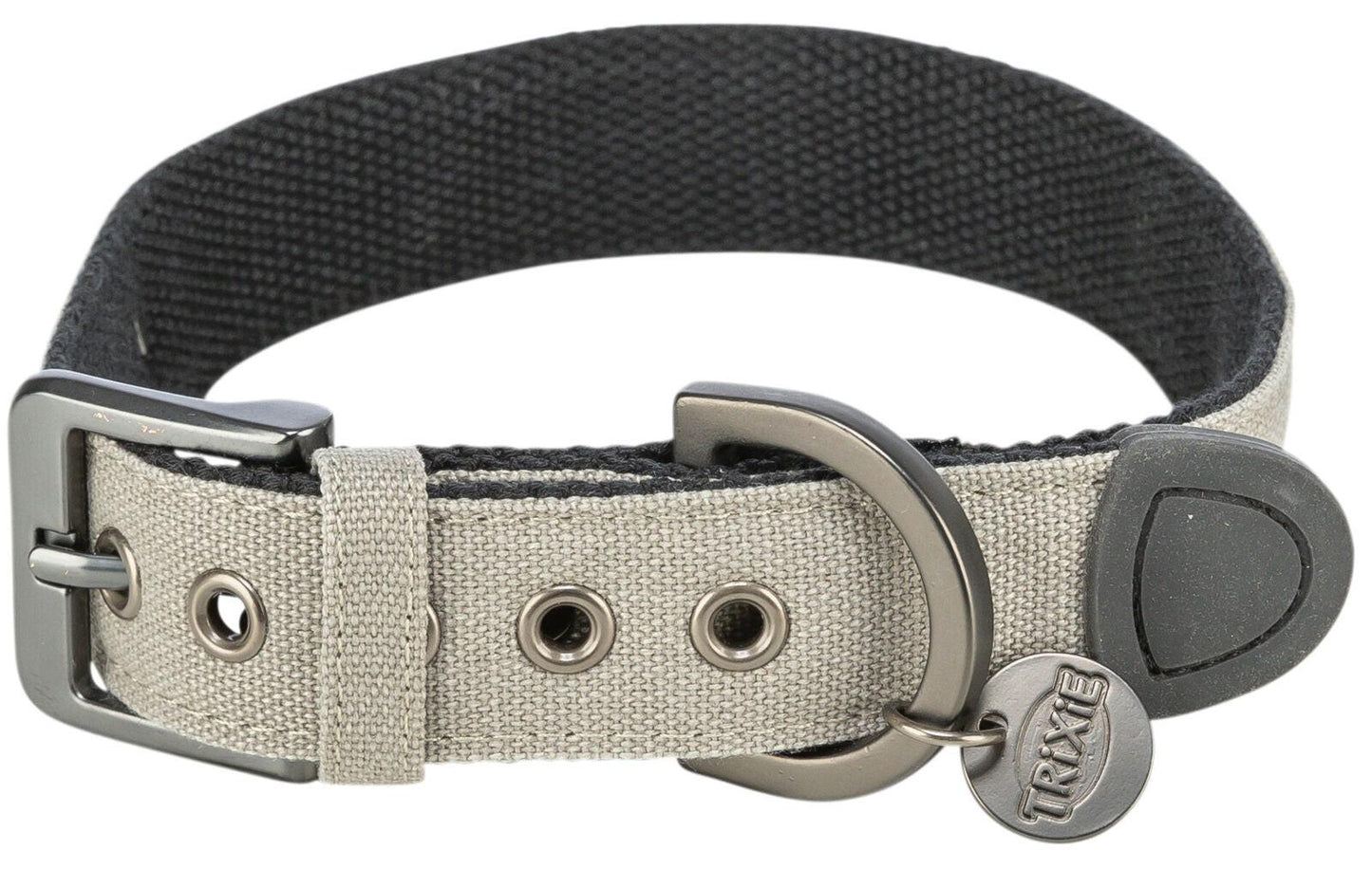 Trixie CityStyle Collar, extra wide, cotton, L: 45-52 cm/30 mm, light grey.