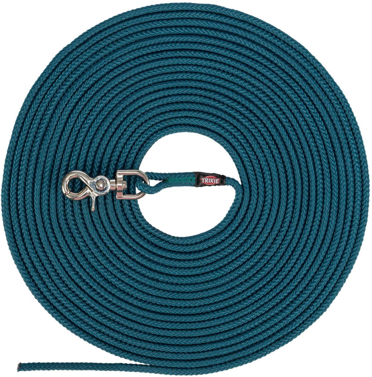 Trixie Tracking lead, trigger snap hook, round, S-M: 10 m/diam 6 mm, petrol.