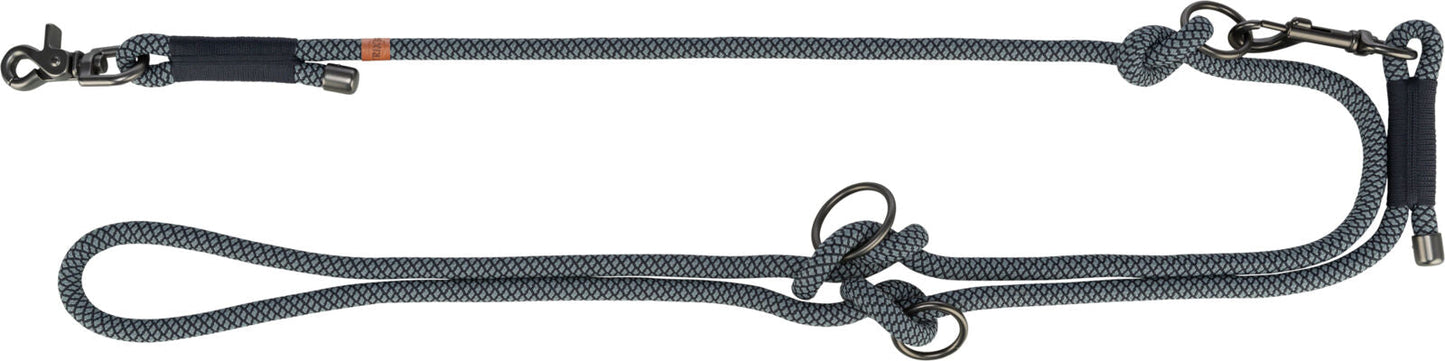 Trixie Soft Rope adjustable lead, L–XL: 2.00 m/diam 13 mm, black/grey