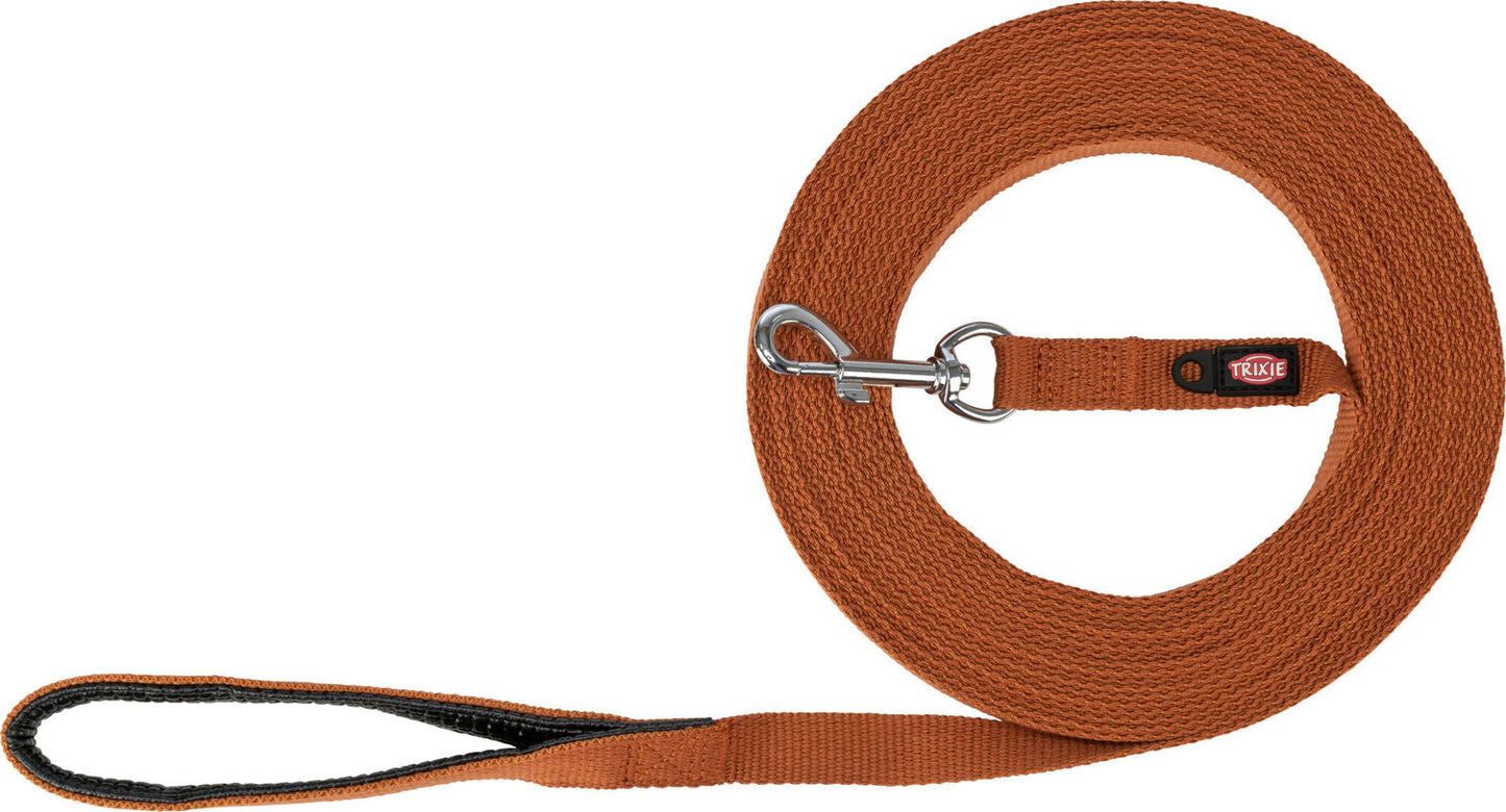 Trixie Tracking lead, cotton, M: 10 m/20 mm, rust