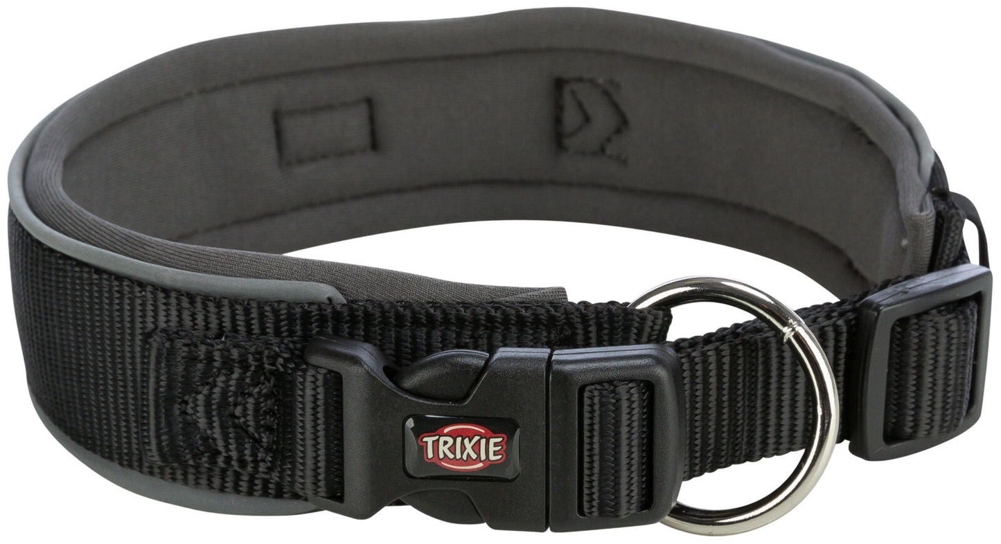 Trixie Premium collar, extra wide, Lƒ??XL: 53ƒ??62 cm/50 mm, black/graphite