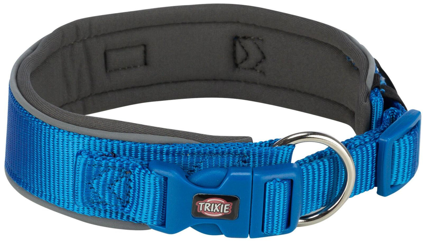 Trixie Premium collar, extra wide, Lƒ??XL: 53ƒ??62 cm/50 mm, royal blue/graphite.
