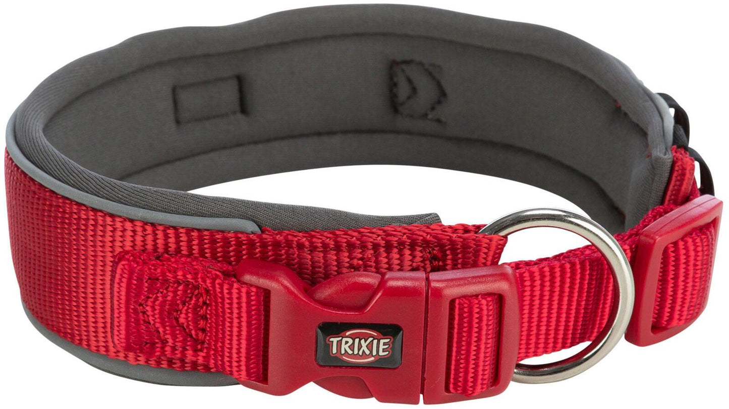 Trixie Premium collar, extra wide, XSƒ??S: 27ƒ??35 cm/25 mm, red/graphite.