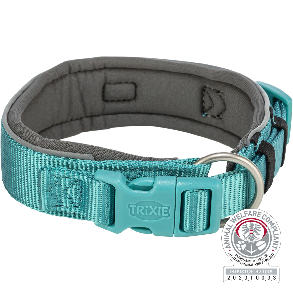 Trixie Premium collar, extra wide, L–XL: 53–62 cm/50 mm, aqua/graphite