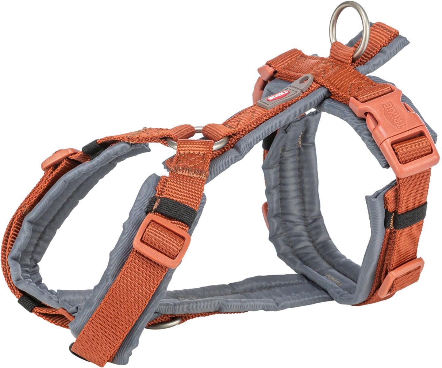 Trixie Premium trekking harness, S-M: 44-53 cm/20 mm, rust/graphite.