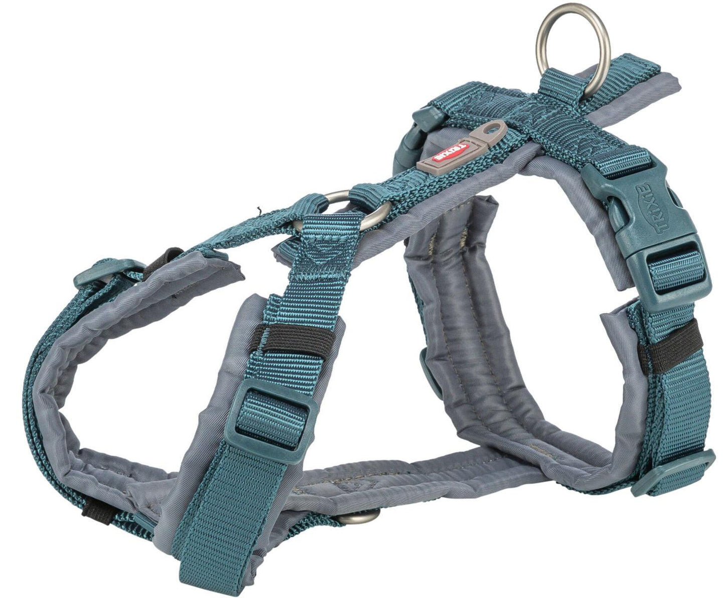 Trixie Premium trekking harness, L: 70-85 cm/25 mm, petrol/graphite.