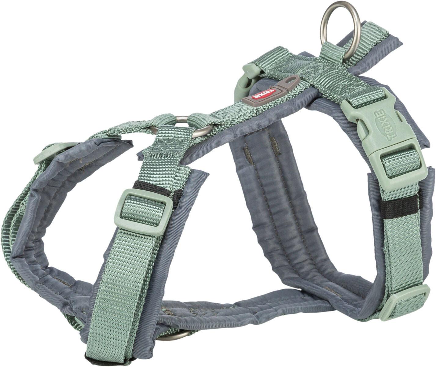 Trixie Premium trekking harness, S-M: 44-53 cm/20 mm, sage/graphite.