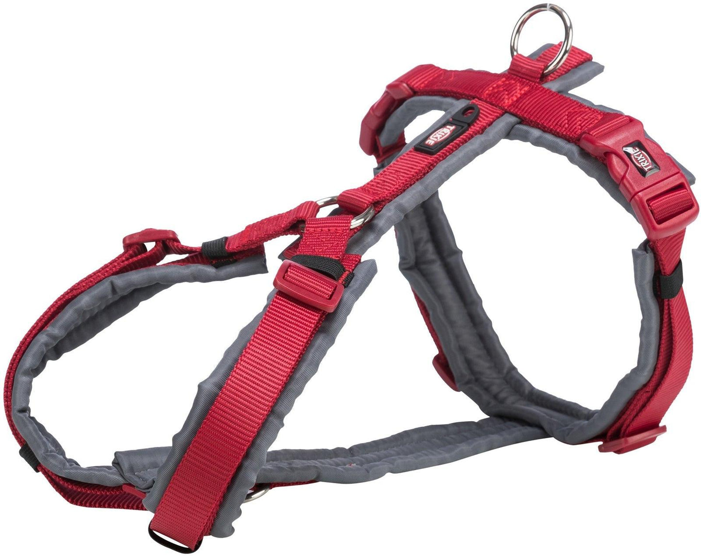 Trixie Premium trekking harness, S: 36-44 cm/15 mm, red/graphite.