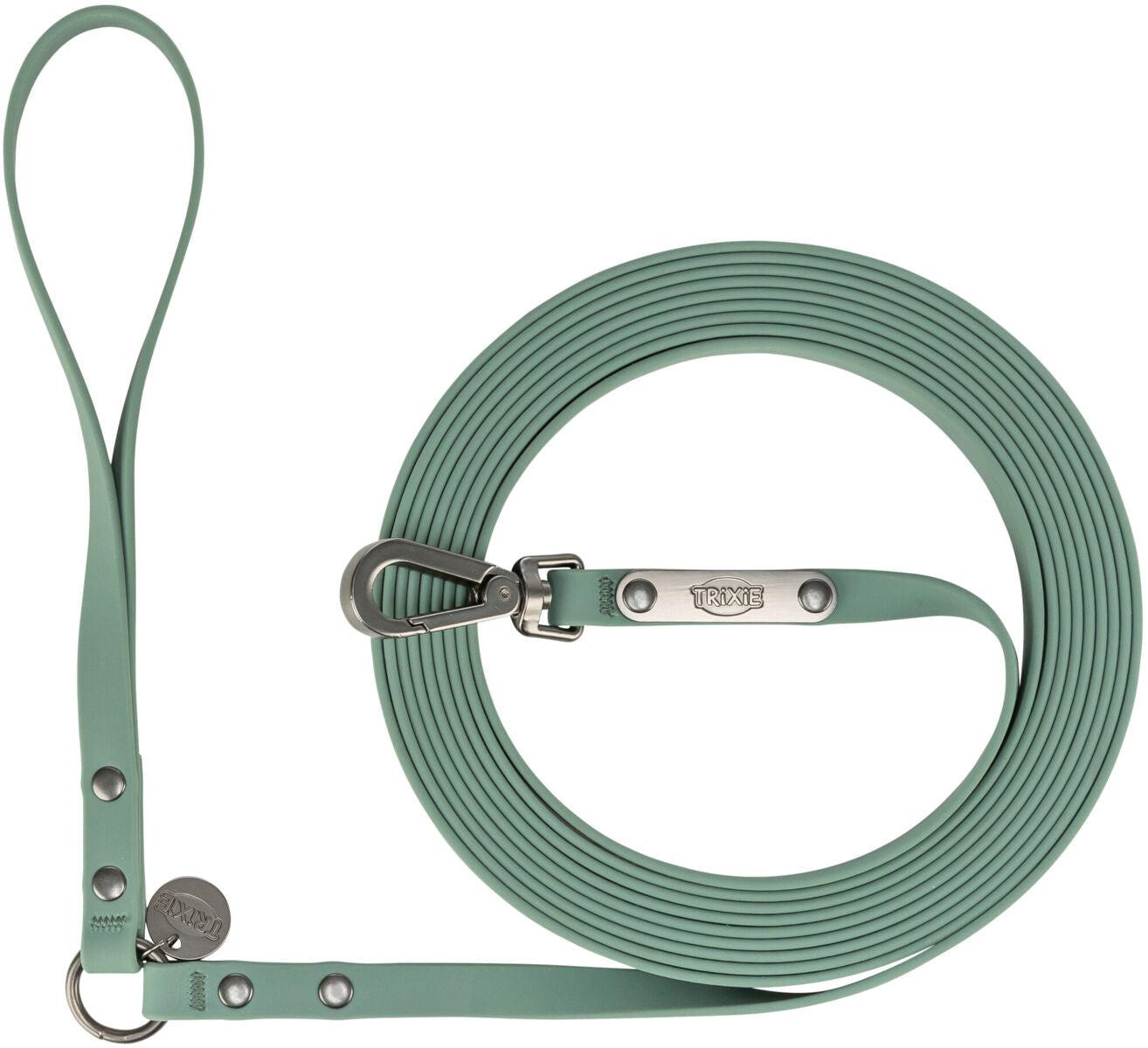 Trixie CityStyle tracking lead, PVC, S-M: 5 m/13 mm, sage.