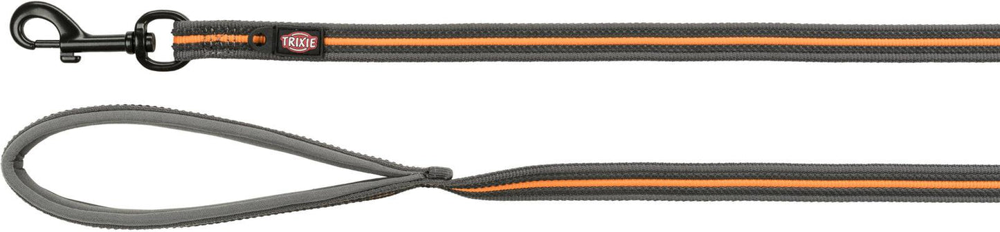 Trixie Fusion tracking leash, rubberised, M-XL: 5 m/17 mm, graphite/papaya.