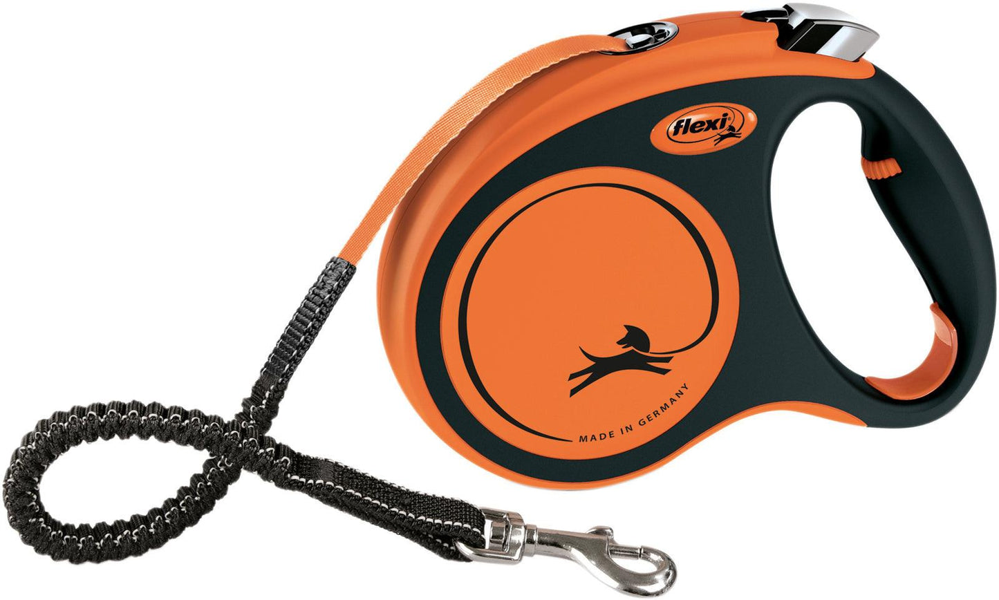 Trixie flexi XTREME, tape leash, M: 5 m, black/orange.