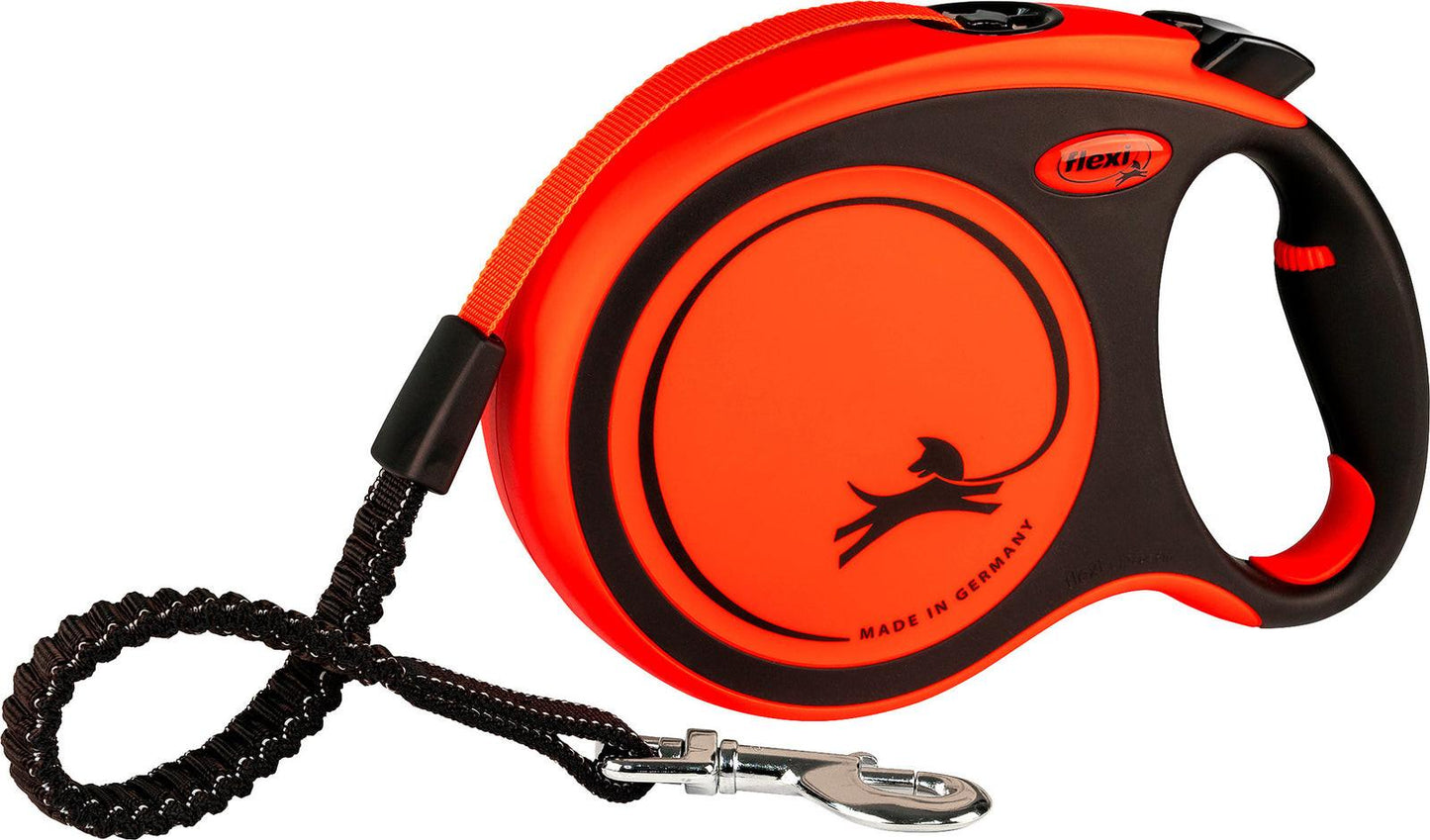 Trixie flexi XTREME, tape leash, L: 8 m, black/orange.
