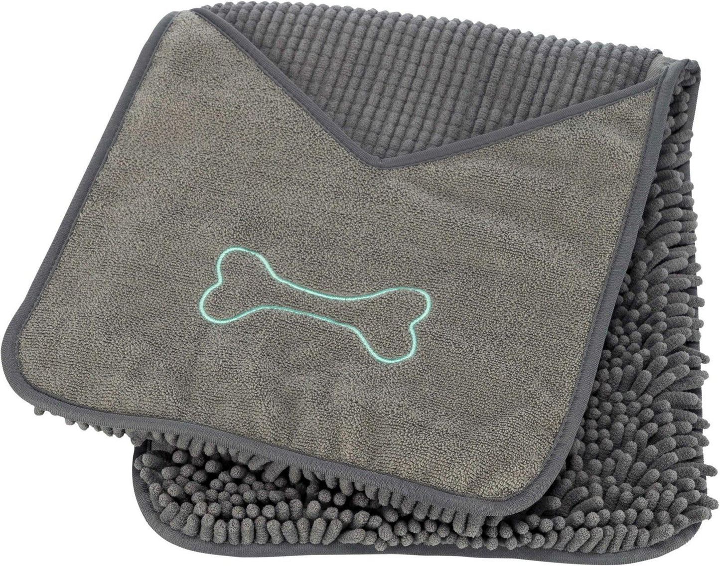 Trixie Towel with mitt pockets, microfibre, 78 x 32 cm, grey.