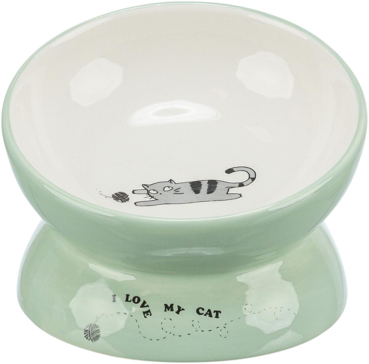 Trixie Bowl, elevated, ceramic, 0.15 l/diam 13 cm, sage/white.