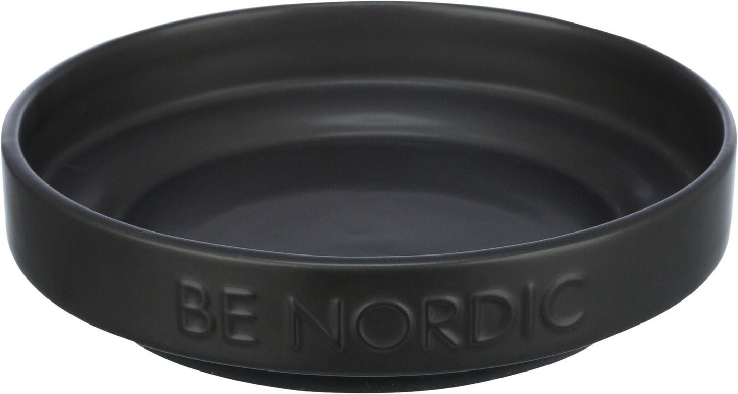 Trixie BE NORDIC bowl, flat, ceramic/rubber ring, 0.3 l/x· 16 cm, black.