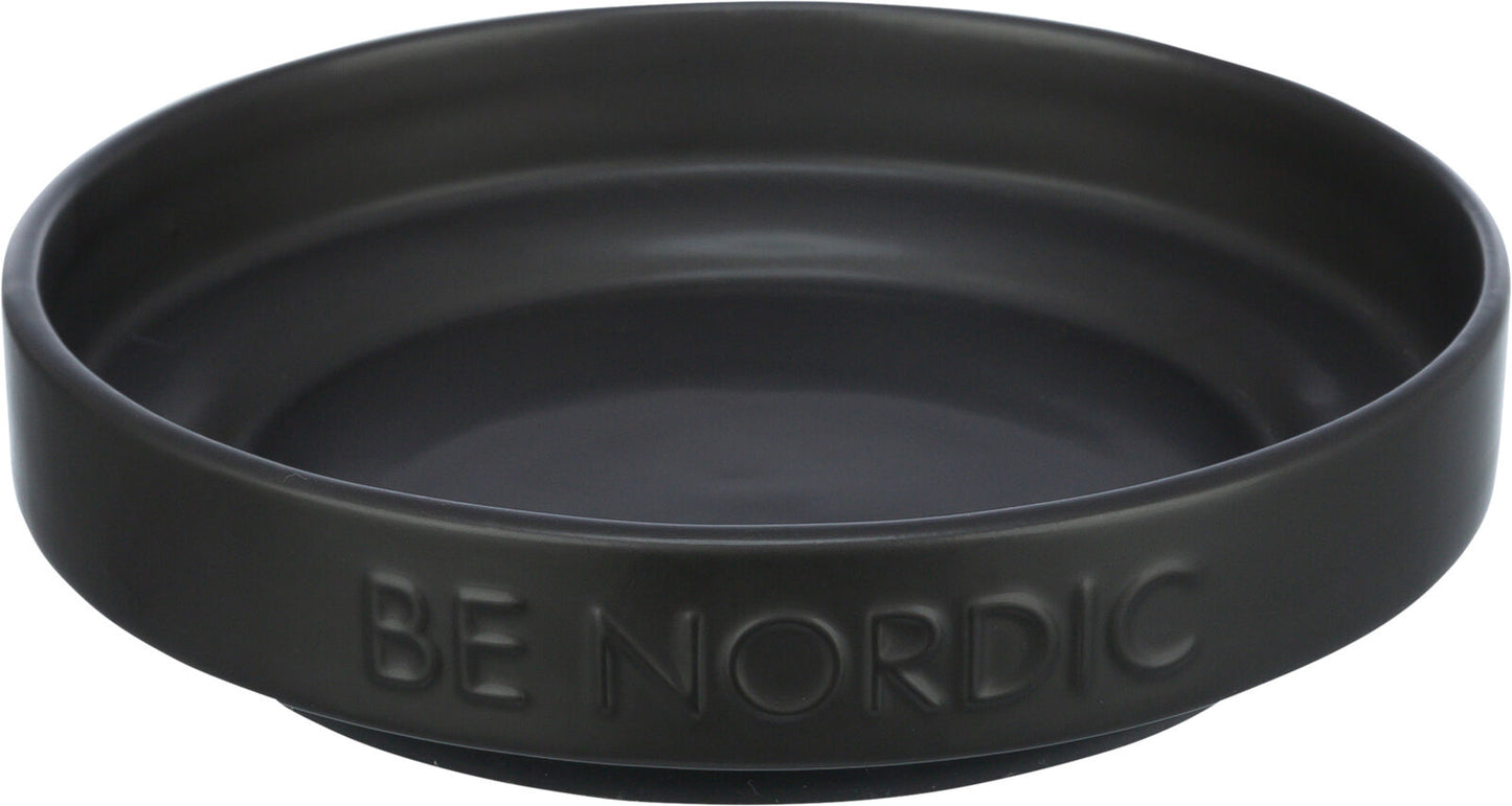 Trixie BE NORDIC bowl, flat, ceramic/rubber ring, 0.3 l/Ç÷ 16 cm, black