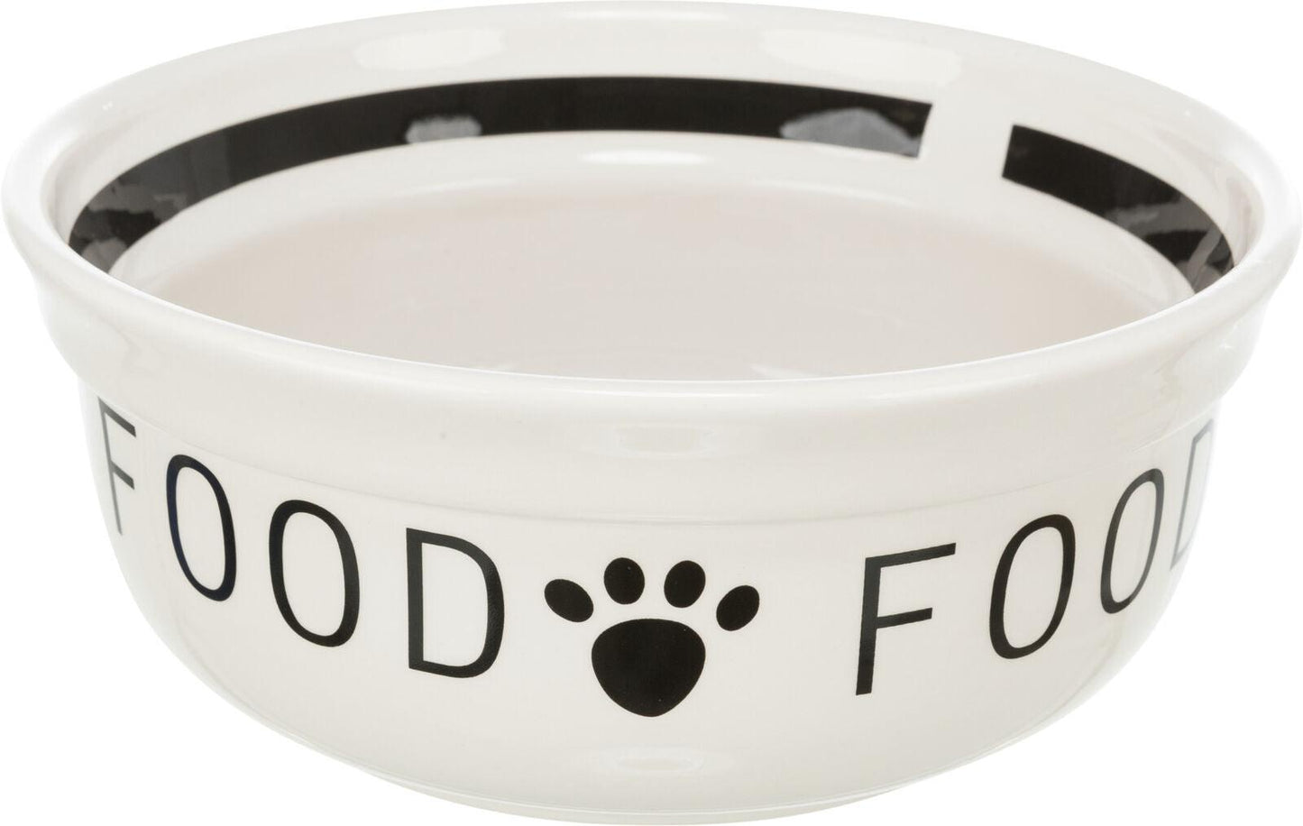 Trixie Food bowl, ceramic, 1.6 l/diam 20 cm, white/black.