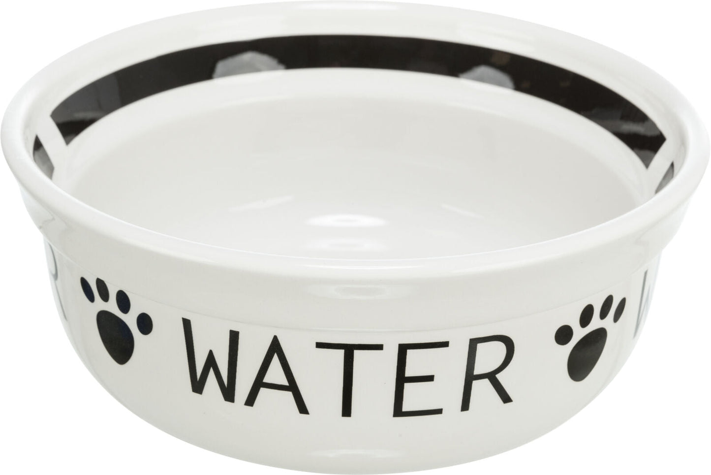 Trixie Water bowl, ceramic, 0.6 l/diam 15 cm, white/black