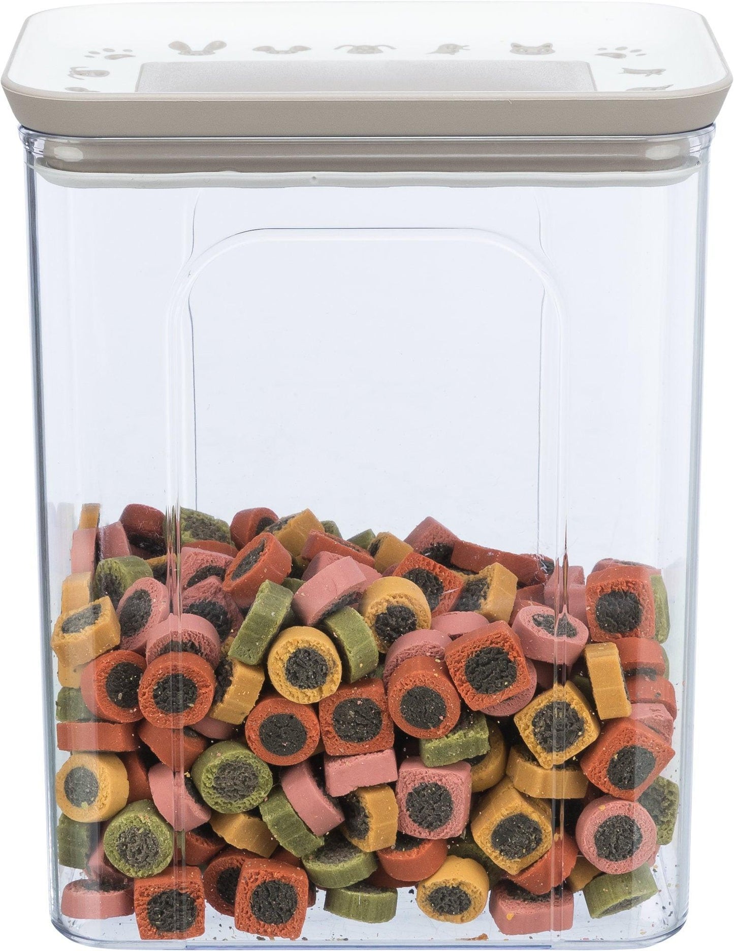 Trixie Food and snack jar plastic, 2.2 l/15 X 14 X 19 cm, transparent/white.