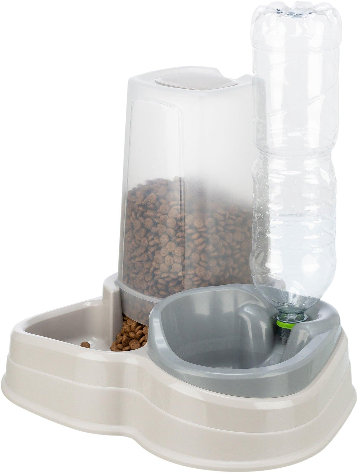 Trixie Food and water dispenser, plastic, 3.5 l/37 x 32 x 31 cm, grey/taupe.