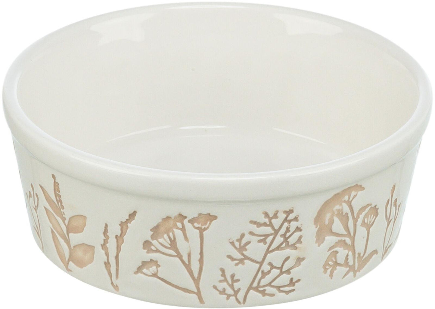 Trixie Bowl, textured motif, ceramic, 1.2 l/diam 20 cm, white/taupe.
