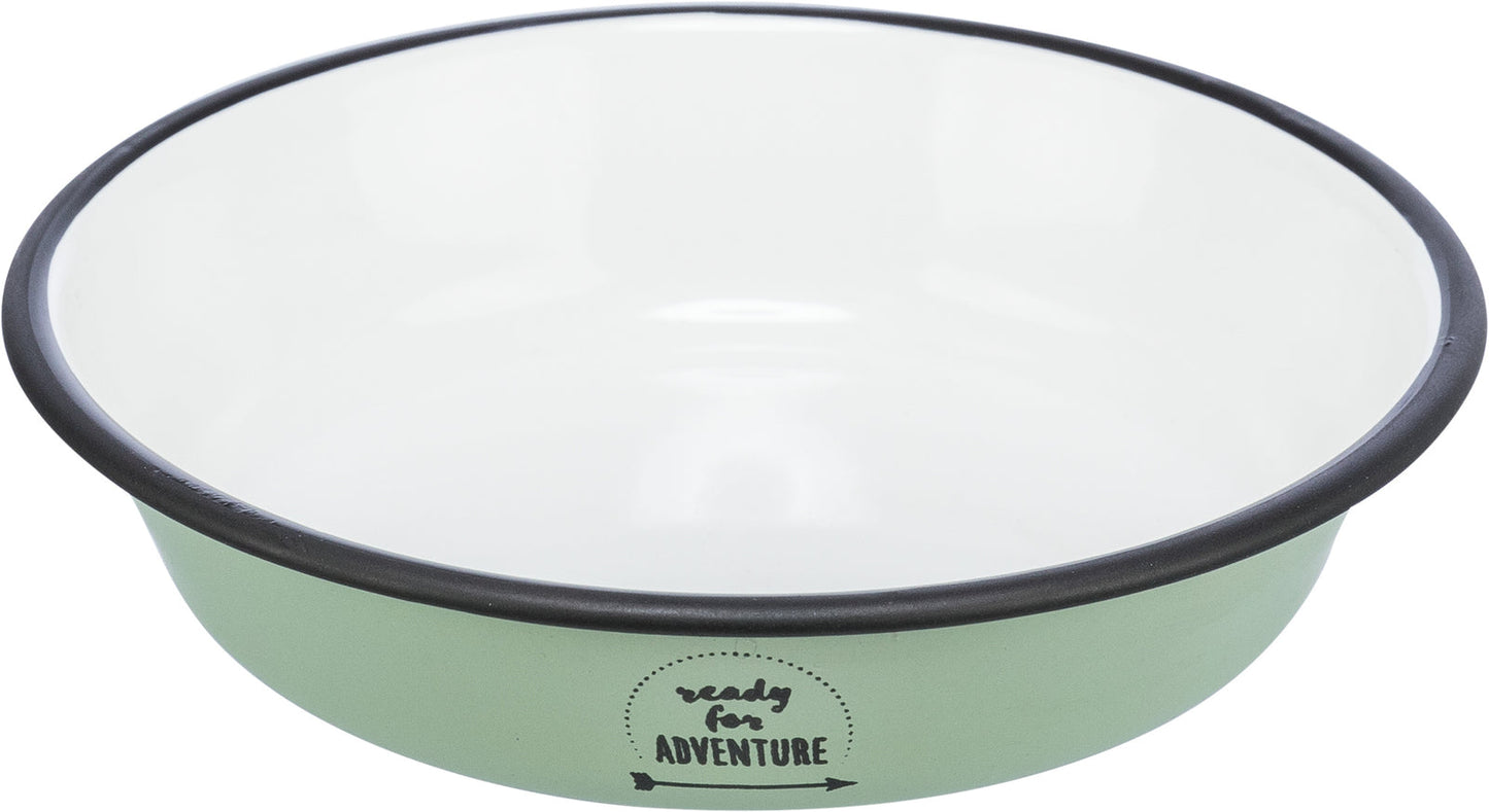 Trixie Bowl flat enamel/stainless steel, 0.2 l/ 12 cm, green