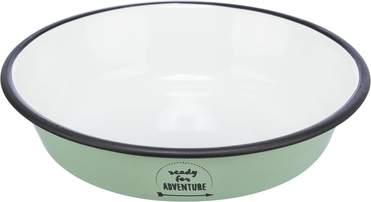 Trixie Bowl flat enamel/stainless steel, 0.2 l/ 12 cm, green.