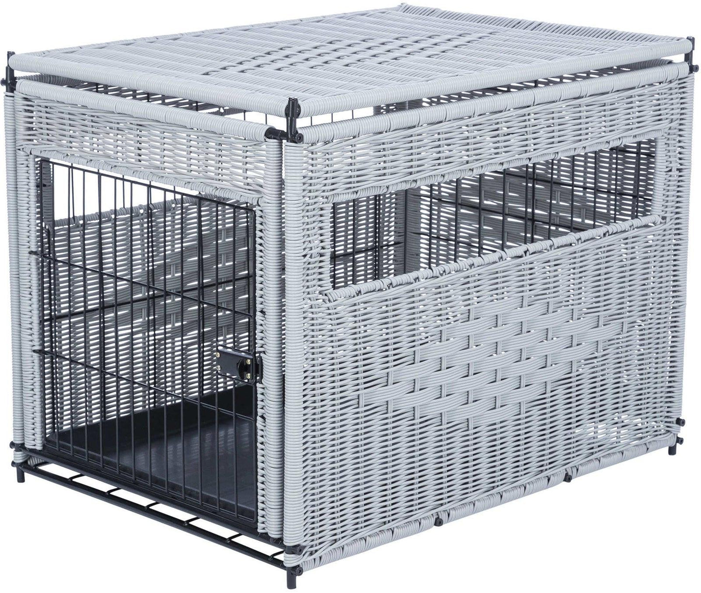 Trixie Home kennel poly-rattan, M: 58 X 60 X 77 cm, light grey.