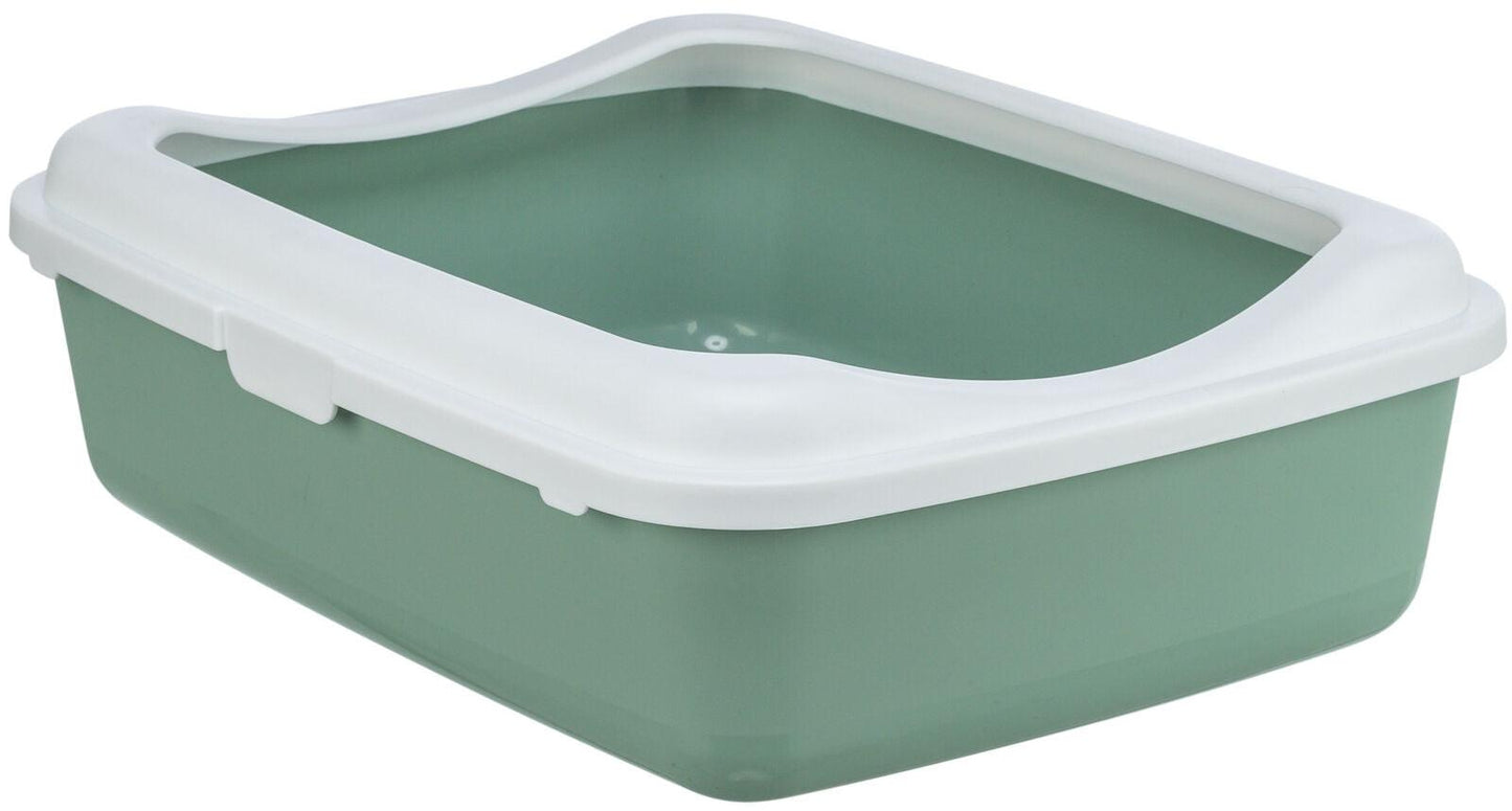 Trixie Classic cat litter tray, with rim, 37 x 15 x 48 cm, sage/white.