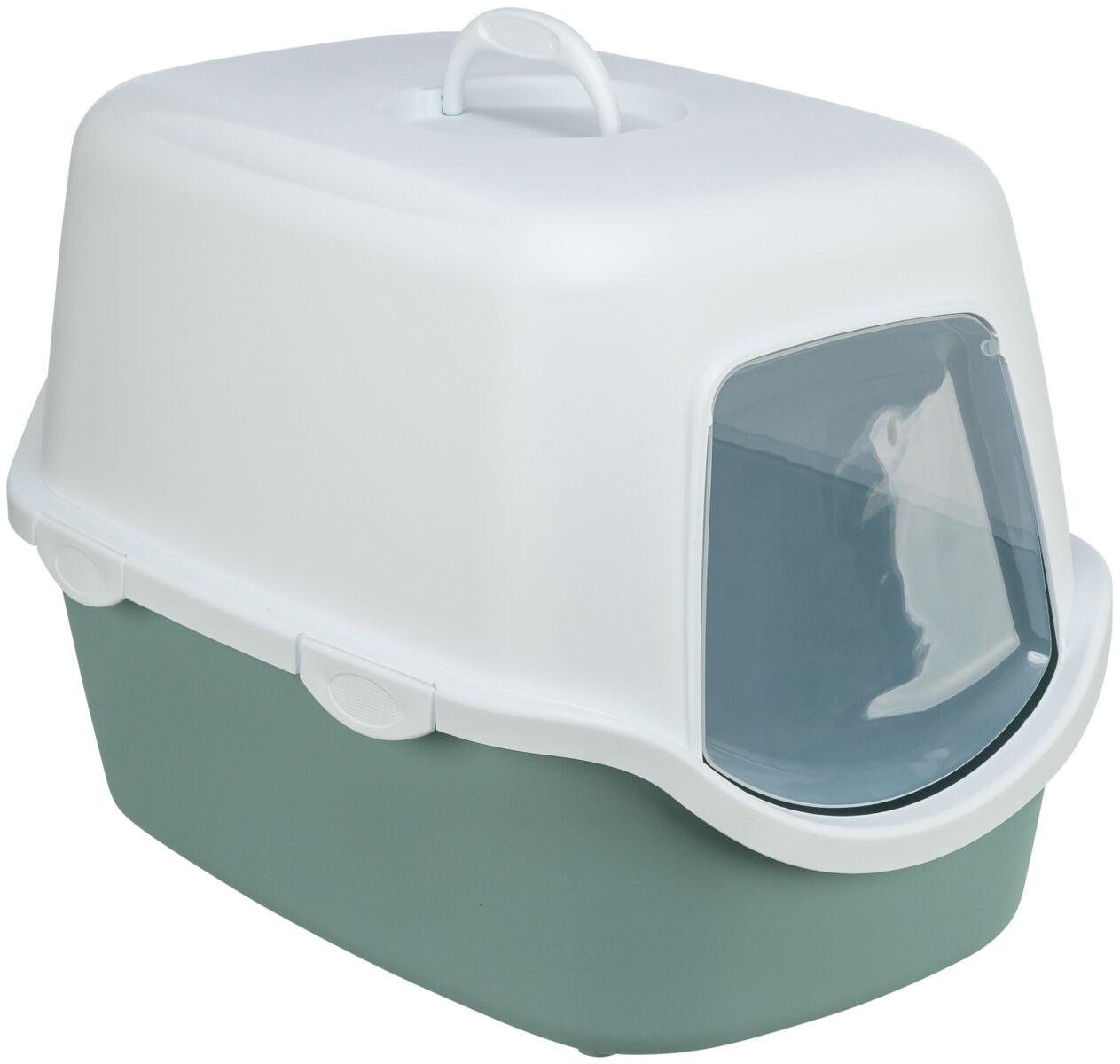 Trixie Vico cat litter tray, with hood, 40 x 40 x 56 cm, sage/white.