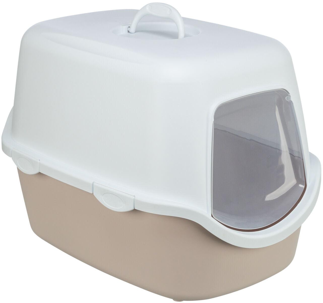Trixie Vico cat litter tray, with hood, 40 x 40 x 56 cm, blush/white.