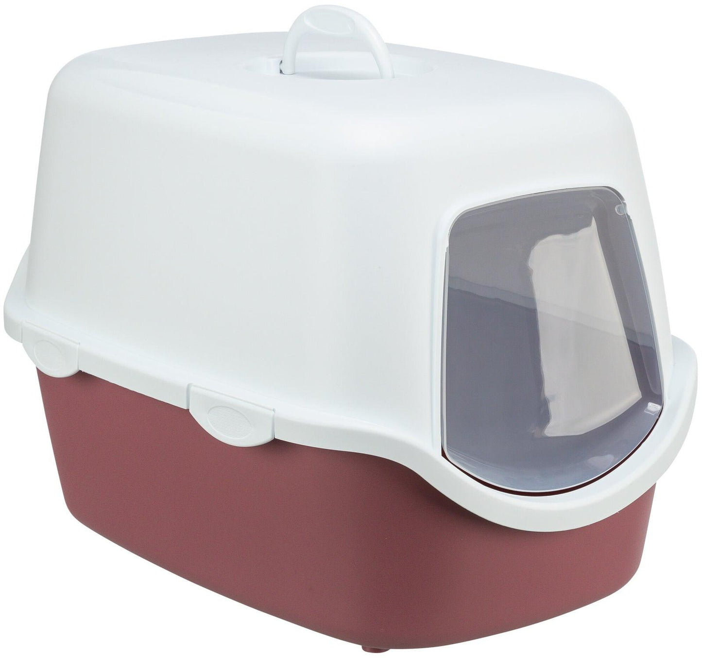 Trixie Vico cat litter tray, with hood, 40 x 40 x 56 cm, berry/white.