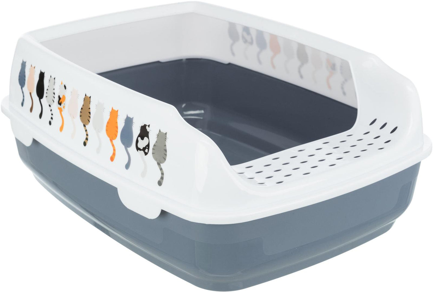 Trixie Delio cat litter tray, with rim, 35 x 20 x 48 cm, grey/white.